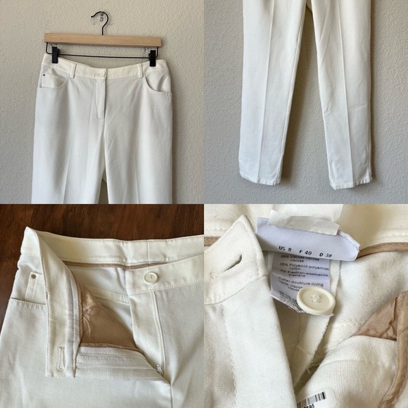 AKRIS PUNTO Ankle-Crop Trousers Pants in White Italian Fabric US 8 W6968 - Picture 2 of 10